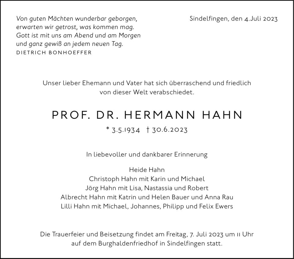Prof. Dr. Hermann  Hahn