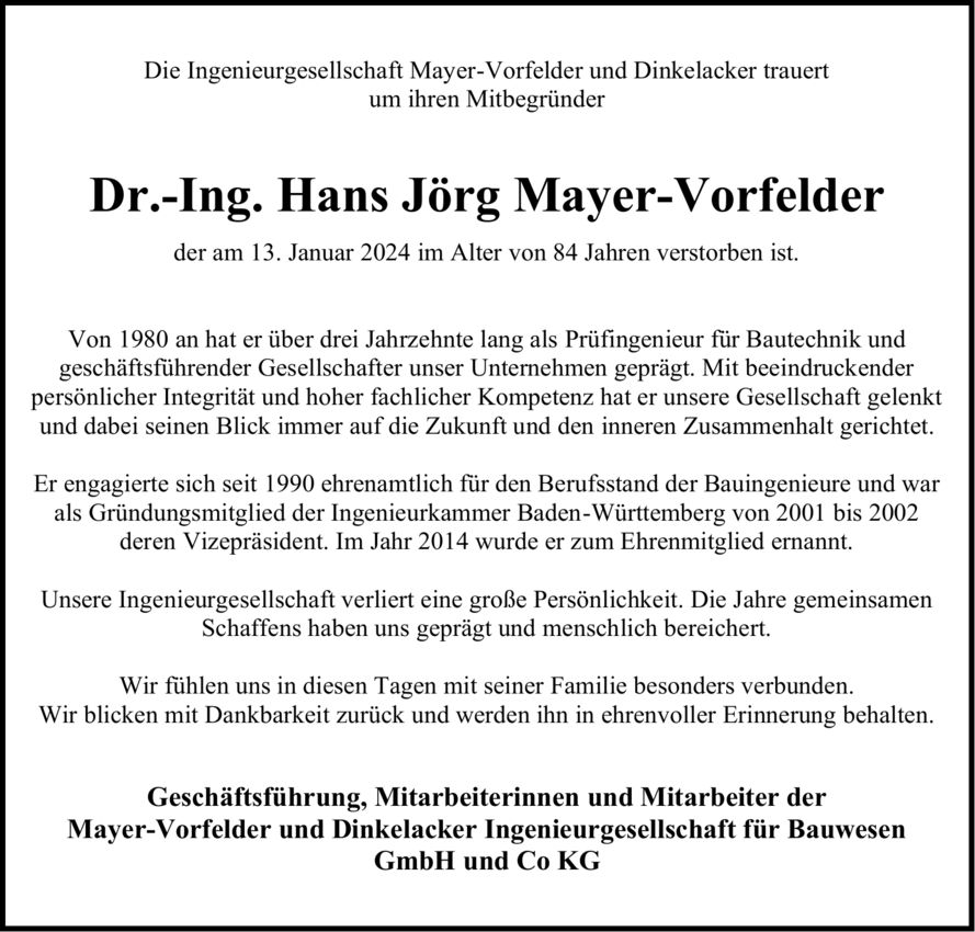 Dr. Hans Jörg Mayer-Vorfelder